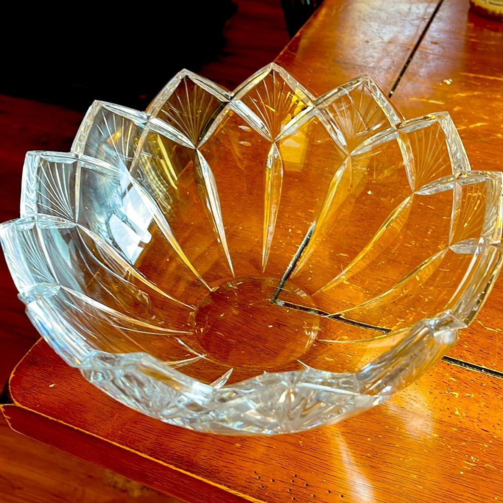 Gorgeous Wedgwood crystal bowl. A small chip on one rim but hard to tell.